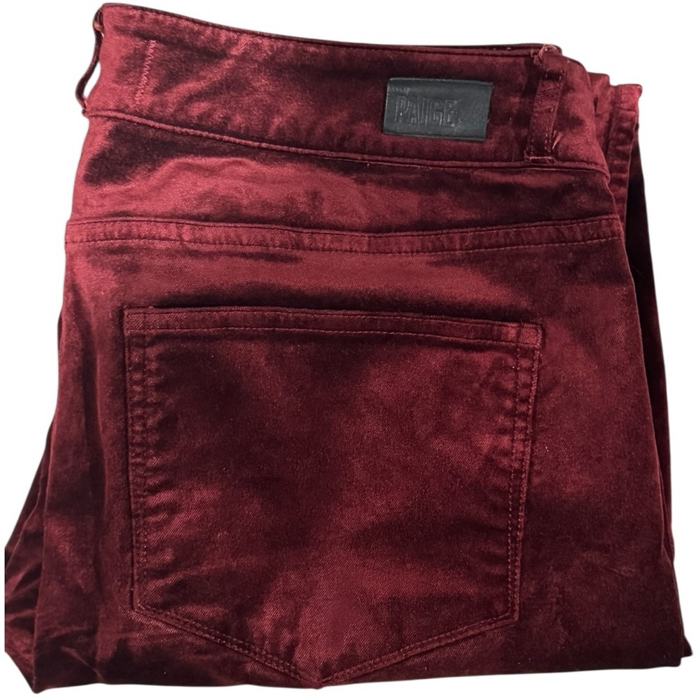 Paige Verdugo Crimson Burgundy Ankle Velvet Skinny Jeans Size 27 EUC - Picture 5 of 8